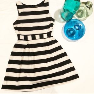 Black and White Striped A-Line Dress